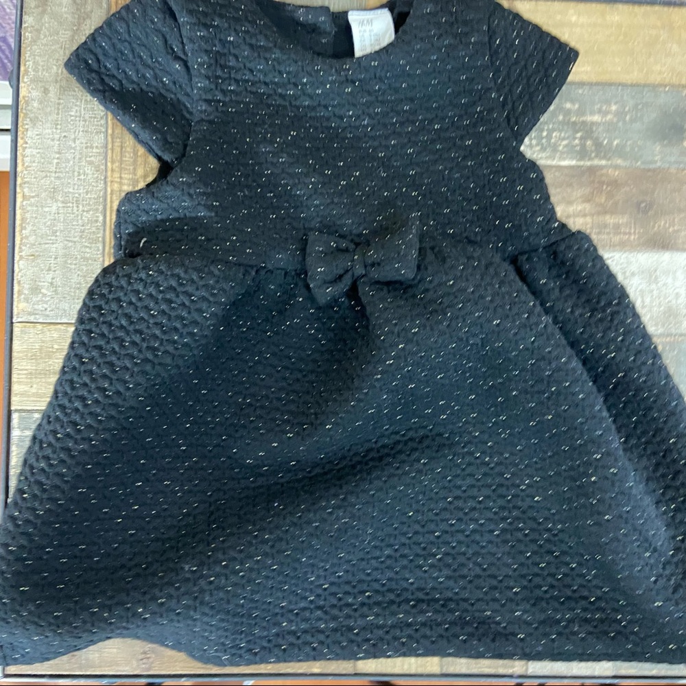 H&M special occasion dress black silver specks size 9-12m